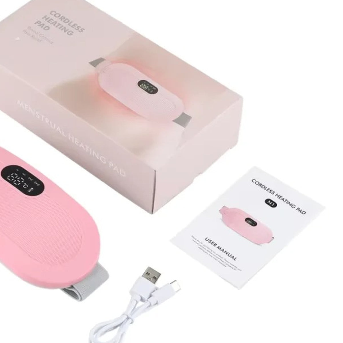 What is in the box: WarmCore Pro heating pad, USB charging cable and user manual