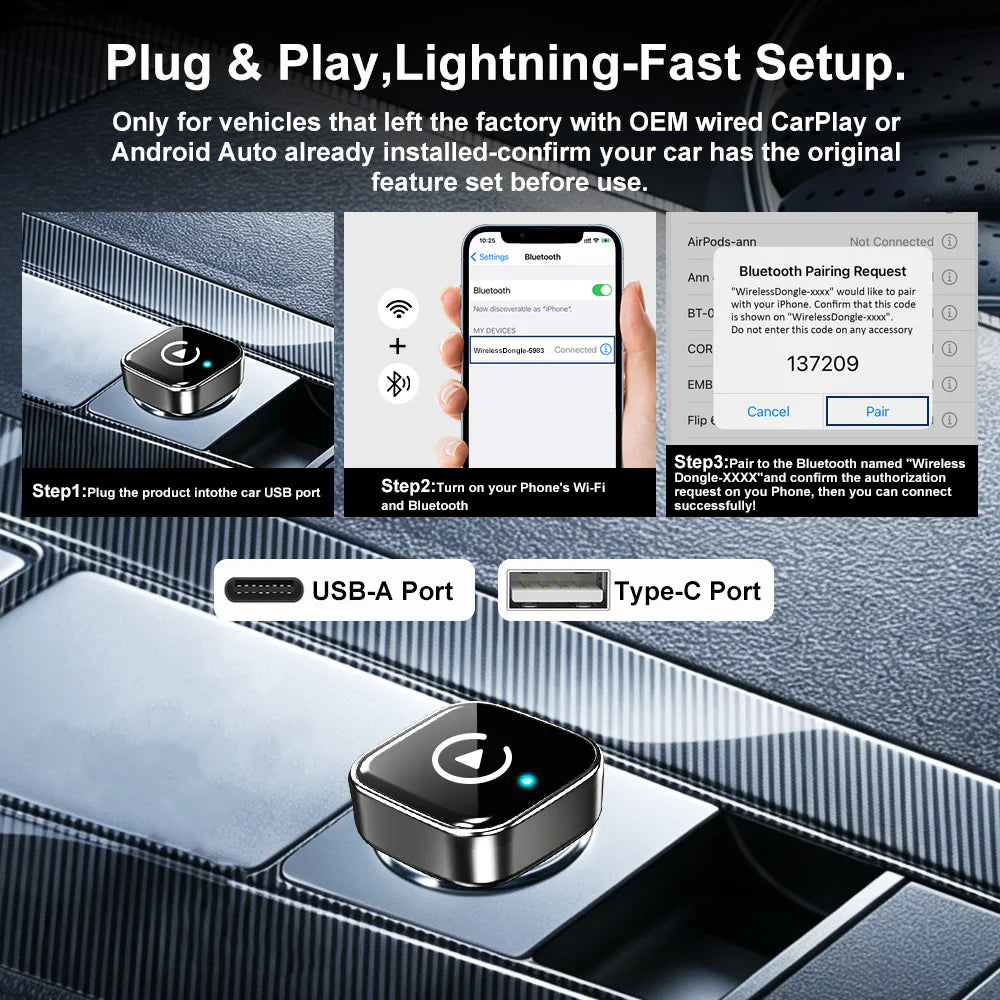 Plug and play setup in the car USB port