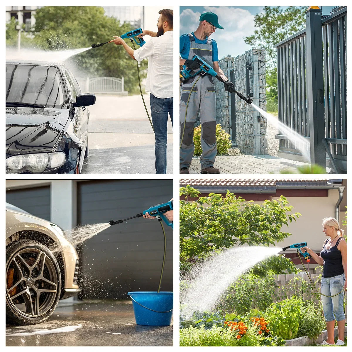AquaForce Pro cleaning a car, patio, wheels and garden